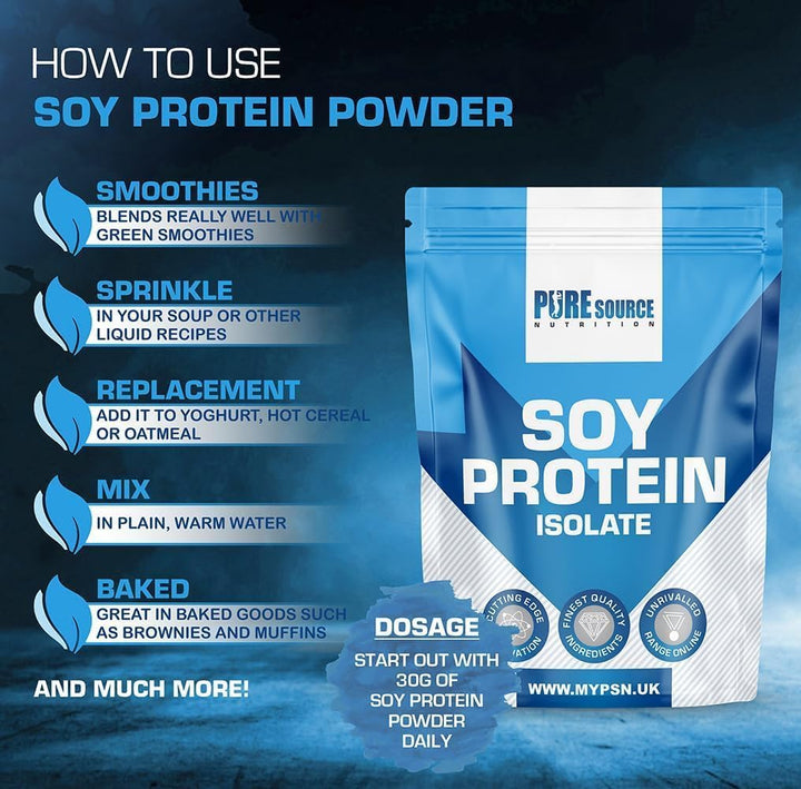 Soy Protein Isolate Powder 1Kg (90% Protein) | Strawberry Flavour Vegan Protein Powder | High Protein Dairy Free Plant Based Supplement | Superfood Supergreens by PSN