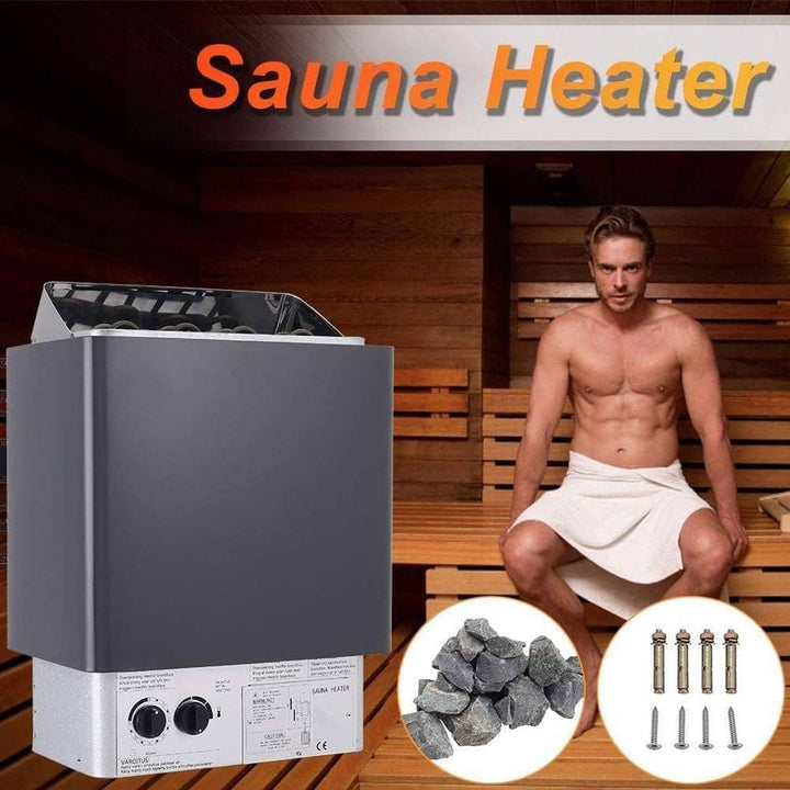 Sauna Heater,220V Electric Sauna Stove,3-9Kw Steam Bath Sauna Spa Heater with Internal Controller,3H Timer & Adjustable Temp,141-459 Cubic Feet,For Home Hotel Spa Shower,6.0Kw