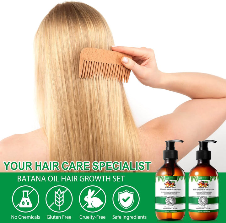 Batana Herbal Hair Growth Shampoo & Conditioner Set - Thinning Hair & Hair Loss Treatment for Women & Men, Thickening Product