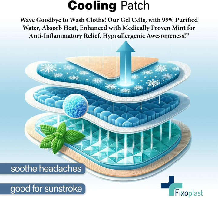 Cooling Gel Patch Color Changing 16Pcs Fever Reducer - Includes Free Digital Thermometer Hypoallergenic Non-Medicinal Pain and Headache Relief