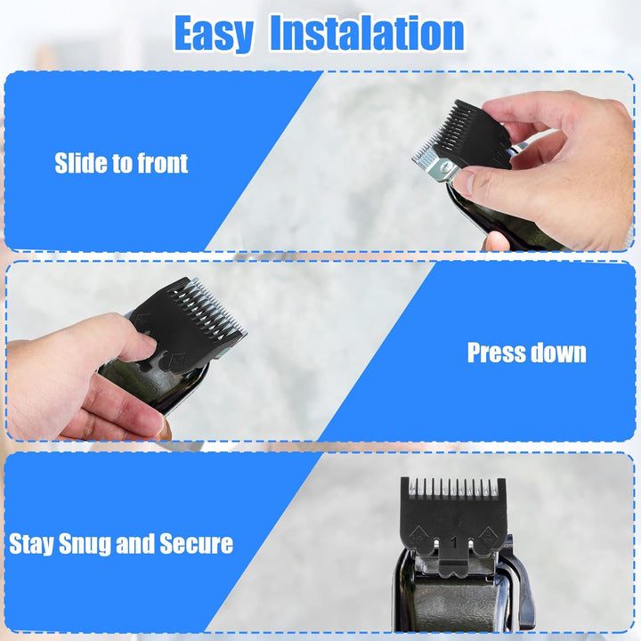 10 Pcs Clipper Guards Set Fits for Most Wahl Clippers and Babyliss FX870, Professional Hair Clipper Combs Guides Replacement, 1/16 to 1 Size Range, Black