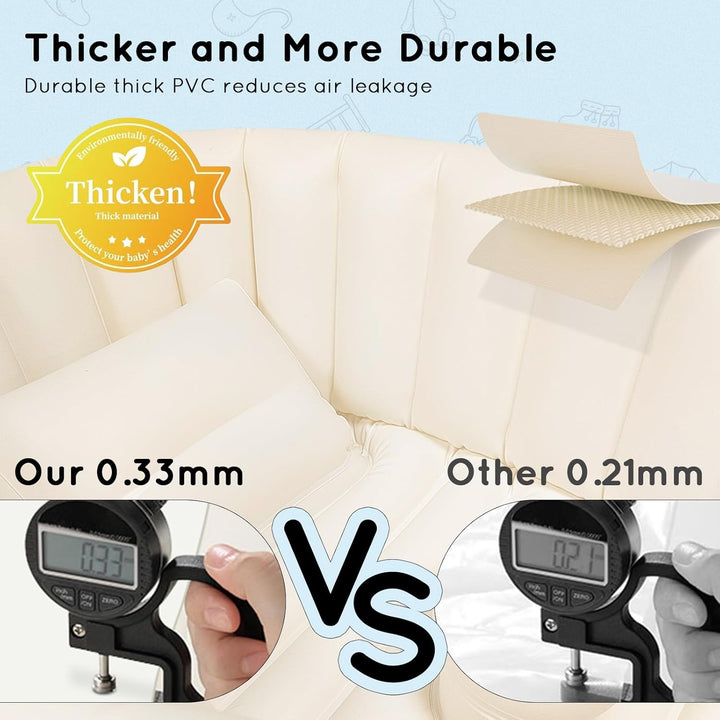 Inflatable Baby Bath, Portable Foldable Travel Bath Tub, Collapsible Non-Slip Infant Bath Tubs Baby Essentials for Newborn Mini Air Swimming Pool Bathtubs for Toddler Boys and Girls 0-12 Months