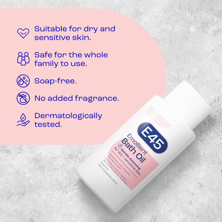 Bath Oil 500 Ml –  Bath Oil Emollient to Moisturise & Hydrate Dry Skin – Gently Cleanses for Soft Skin – Soap Free & Perfume Free Emollient Bath & Shower Oil Body Wash - Dermatologically Tested