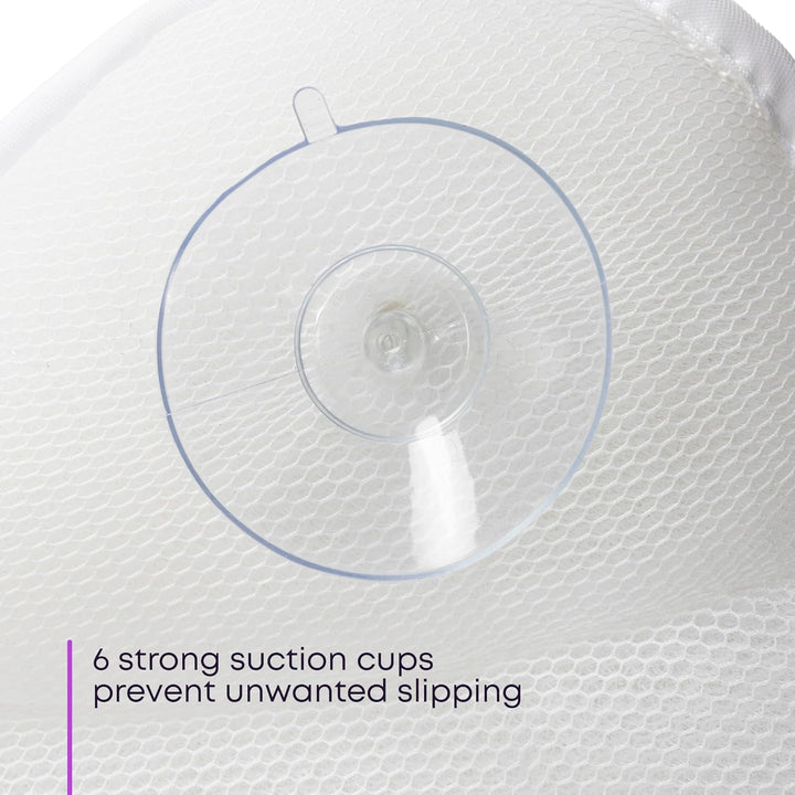 Bath Pillow with 6 Suction Cup and Air Mesh Technology, Ergonomic Design Helps Support Head and Neck, Non-Slip (White)