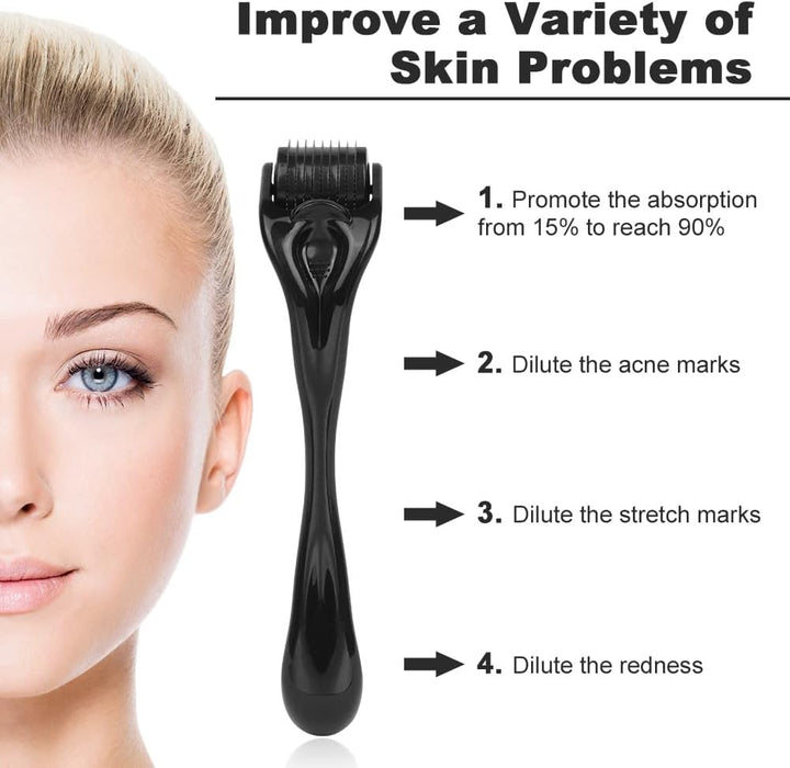 Derma Roller, 1Mm Microneedle Derma Roller for Men and Women, Professional Microneedling Derma Needling, Micro Needle Roller Facial Wrinkles Hair Loss Stretch Marks Hair Regrowth