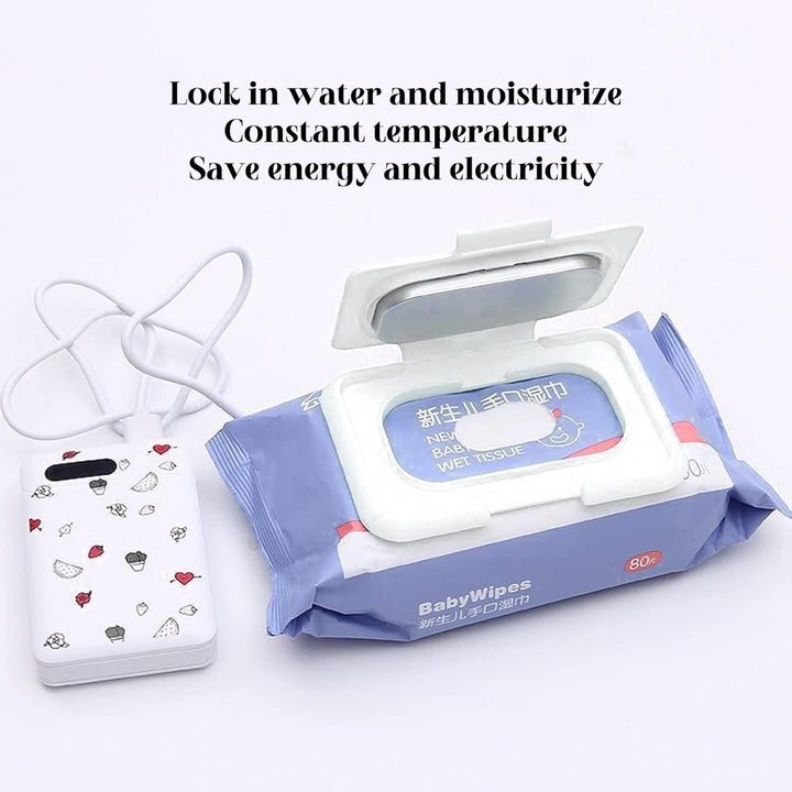 Portable Baby Wipes Dispenser Warmer, Ultrathin Heating Element, Constant Temperature Moist & Warm Wipes Holder for Babies, White