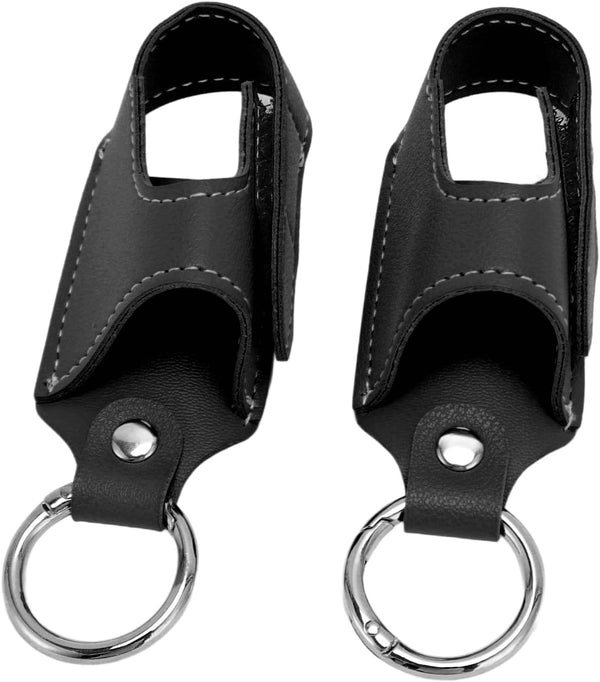 2Pcs PU Leather Asthma Inhaler Holder,Portable Asthma Inhaler Holder Case with Clip,For Home Work or Travel (Black)