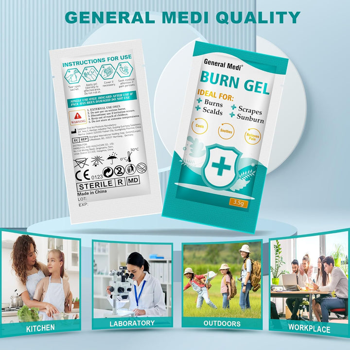 Burn Gel - 25 Packs First Aid Burns Care Scalds Sunburn Dressings Cooling Gel