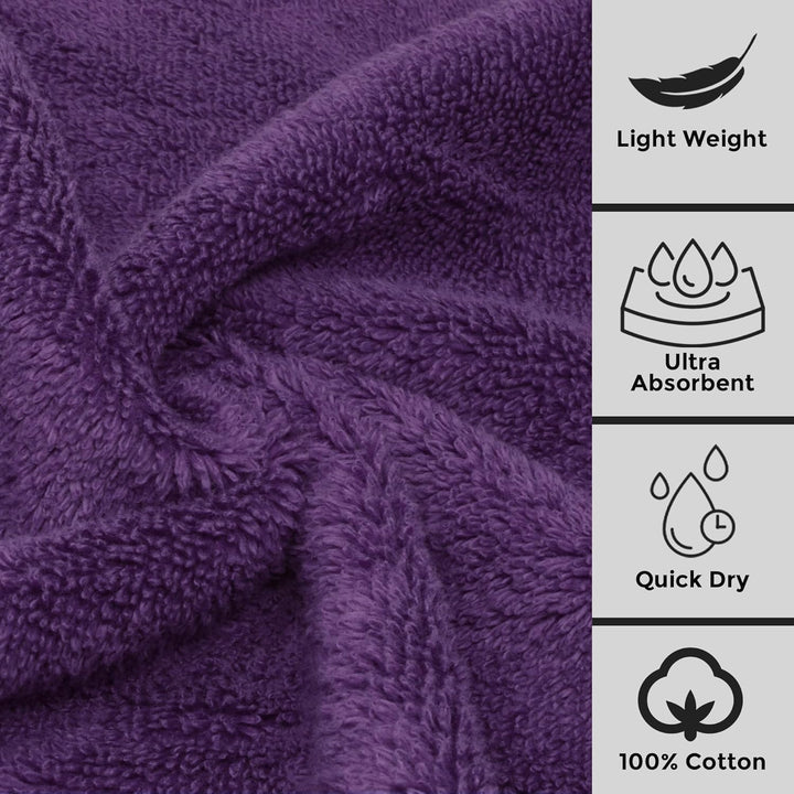 4 Packs Zero Twist Face Cloths 33X33Cm - 100% Cotton Washcloths Absorbent & Super Soft Hotel Quality Towels | Oeko-Tex Certified (4, Plum Purple)