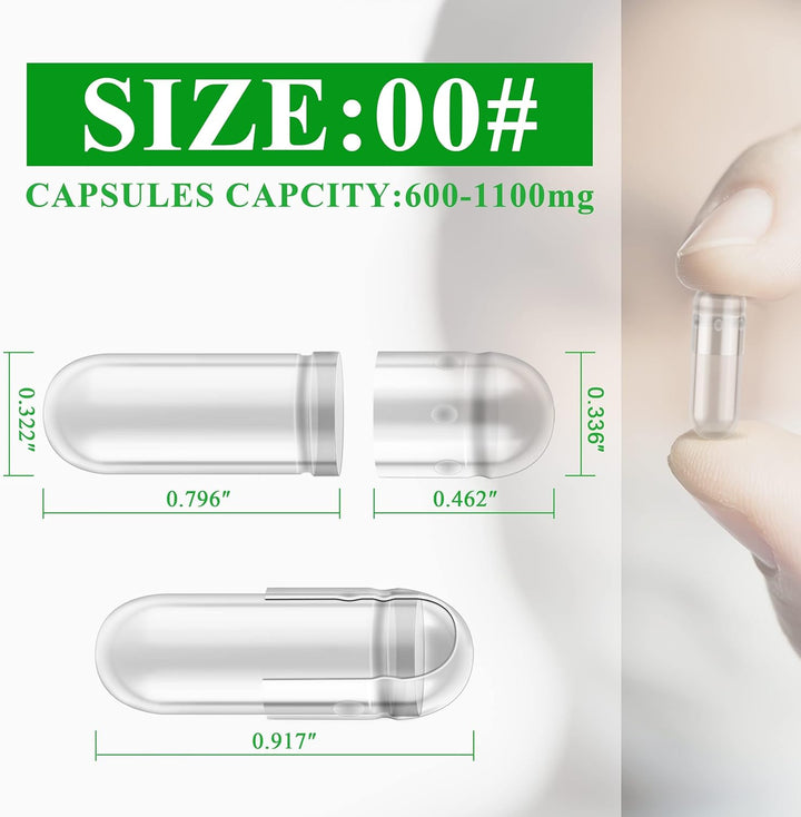 Size 00 Empty Capsules Vegetarian (100 Count) Bundle with Micro Lab Spoon with Powder Tamper, Compatible with Capsule Filling Machine
