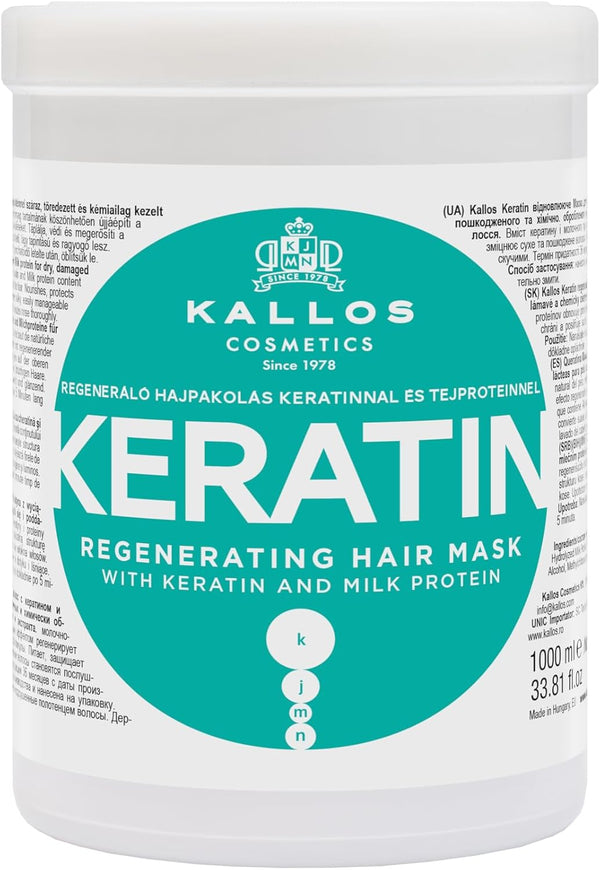 KJMN Keratin Regenerating Hair Mask with Keratin and Milk Protein for Dry, Damaged and Chemically Treated Hair 1000 Ml - 33,81 Fl Oz