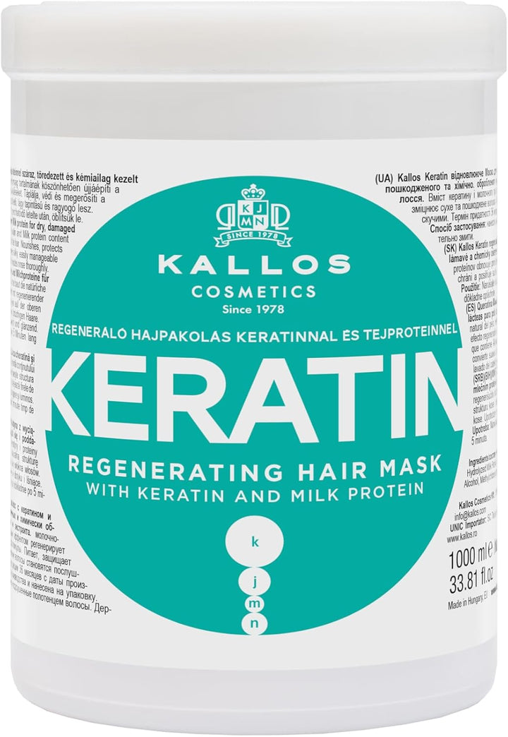 KJMN Keratin Regenerating Hair Mask with Keratin and Milk Protein for Dry, Damaged and Chemically Treated Hair 1000 Ml - 33,81 Fl Oz
