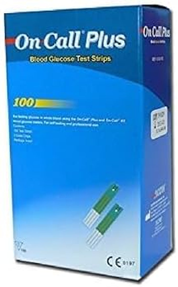 Blood Glucose Test Strips, 100 Count, Compatible with on Call plus II Meters