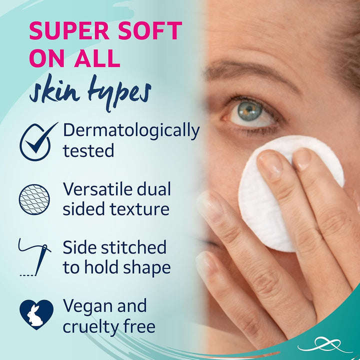 Cotton Wool round Pads, 200 Count, Certified Organic, 100% Pure Cotton Wool, Soft and Absorbent, Gentle on Skin, Dermatologically Tested, Bulk Pack