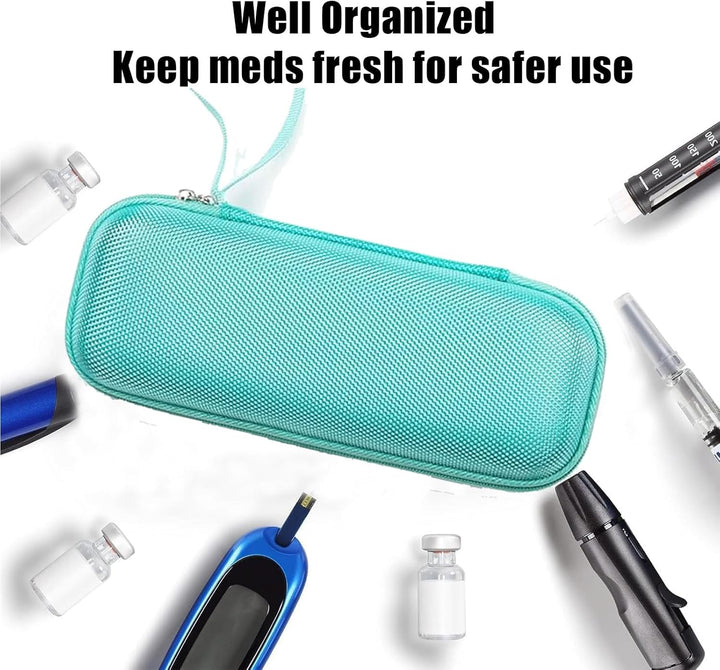 Insulin Cooler Travel Case, Portable Insulin Cooler with 2 Ice Packs Carrying, Diabeticcooler Travel Case Diabetic Cooler Case, Insulin Pen Case Organizer for Insulin Pens (Green)