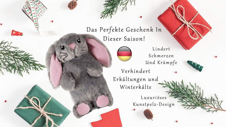 Deseo Bunny Hot Water Bottle in Luxurious Faux Fur (1 Litre) - Medium, Plush, Pink -