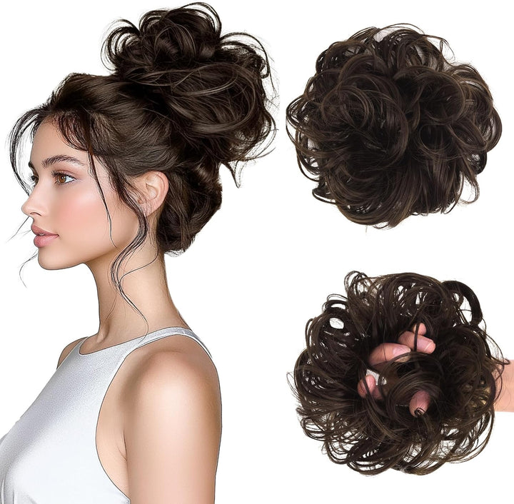 Messy Bun Hair Piece for Women,Curly Wavy Hair Scrunchies Bun Extensions Hairpieces,Synthetic Hair Chignons Accessories Updo for Girls(18/22#,35G)
