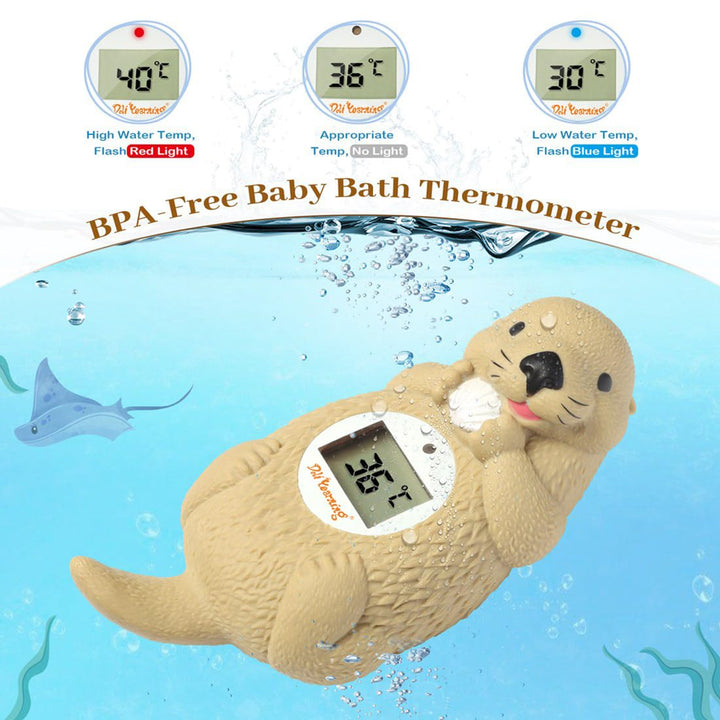 Baby Bath Thermometer, Toddlers Floating Bath Toy, Bathtub Thermometer, at Fahrenheit and Celsius Degree - Light Brown Otter
