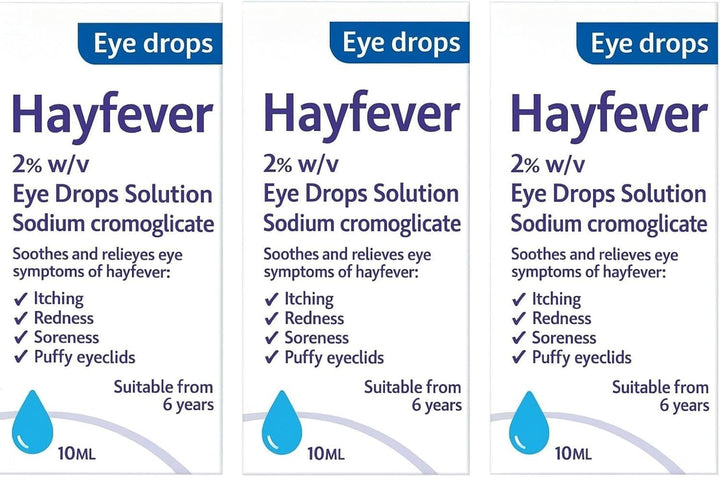 Sodium Cromoglicate 2% Hayfever Eye Drops 10Ml Pack of – Allergy Relief for Itchy Eyes – Non-Drowsy Hayfever Medicine for Adults & Children 6+