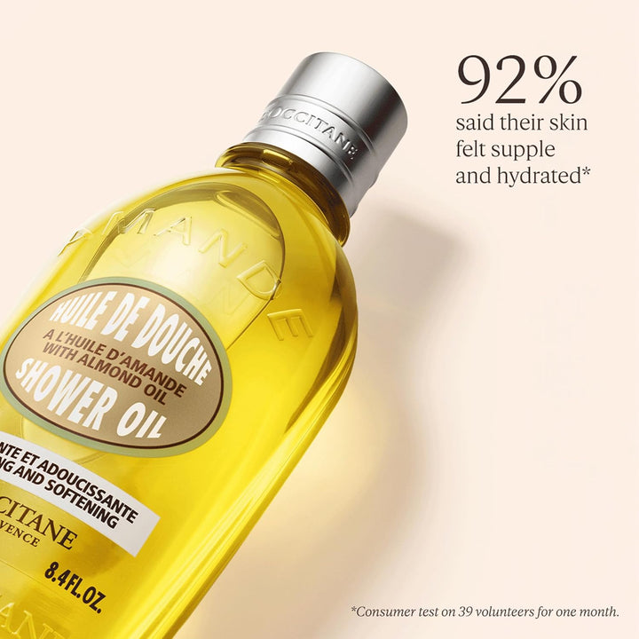 Almond Shower Oil, Hydrating & Nourishing Body Wash, Vegan & 99% Biodegradable, Luxurious Moisturising Cleanser for Soft, Smooth Skin, for Dry & Sensitive Skin