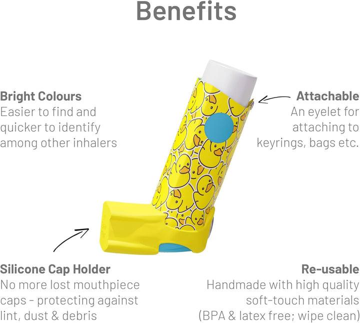 Cover for Ventolin and Shorter Style Inhalers in over 30 Designs – Vegan Leather Case for Kids and Adults - Urban Art Designs (Stitched with Love, Shorter Style)