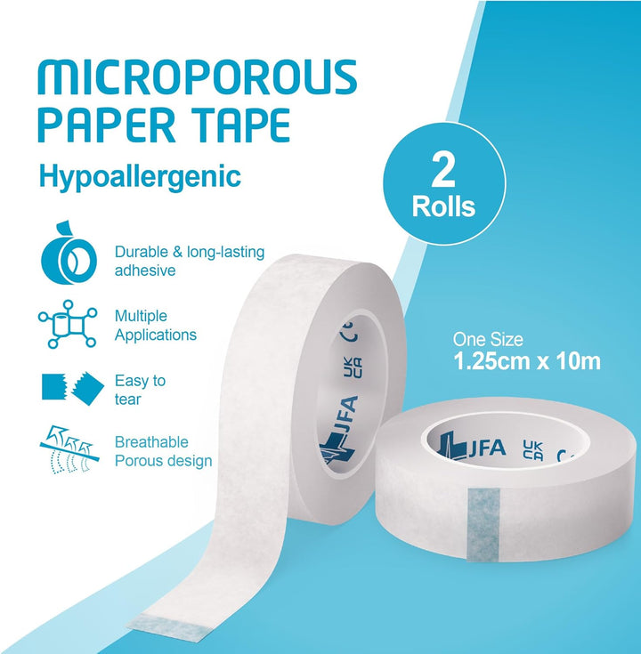Microporous Surgical Tape First Aid Medical Tape Earring Cover up Tape 1.25Cm X 10M - Box of 2 Rolls