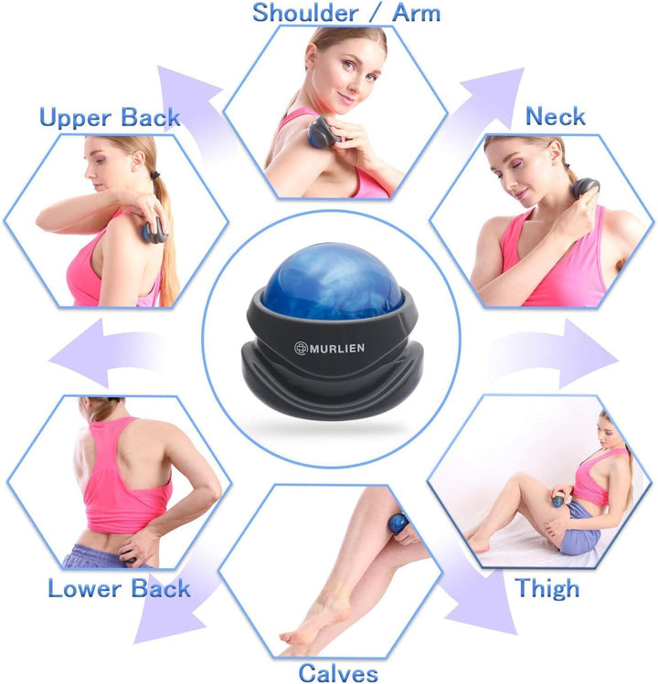 Massage Roller Ball, Tight and Sore Muscles Relief, Manual Massager, Alleviating Shoulder, Arms, Back, Legs, Calves or Muscle Tension - Blue