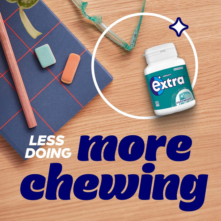 Wrigley'S  Chewing Gum, Cool Breeze Mint Flavour, 46 Pieces, Sugar Free Chewing Gum Bottle with Xylitol