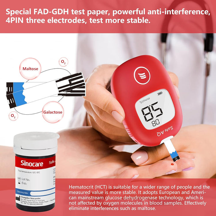 Blood Glucose Test Strips 50Pcs & Lancing Devices, Only for  Safe AQ Smart Glucometer or Safe AQ Voice Glucometer