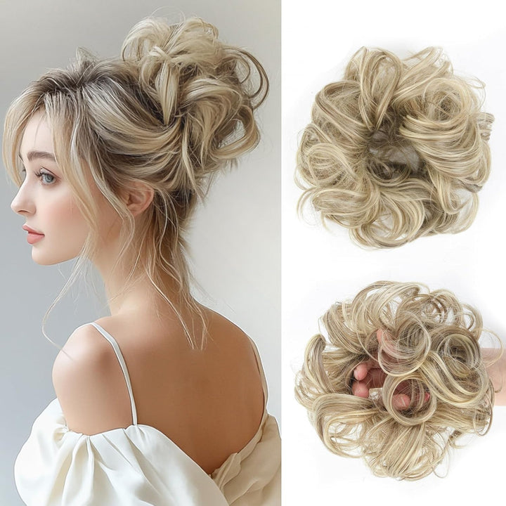 Messy Bun Hair Piece for Women,Curly Wavy Hair Scrunchies Bun Extensions Hairpieces,Synthetic Hair Chignons Accessories Updo for Girls(18/22#,35G)