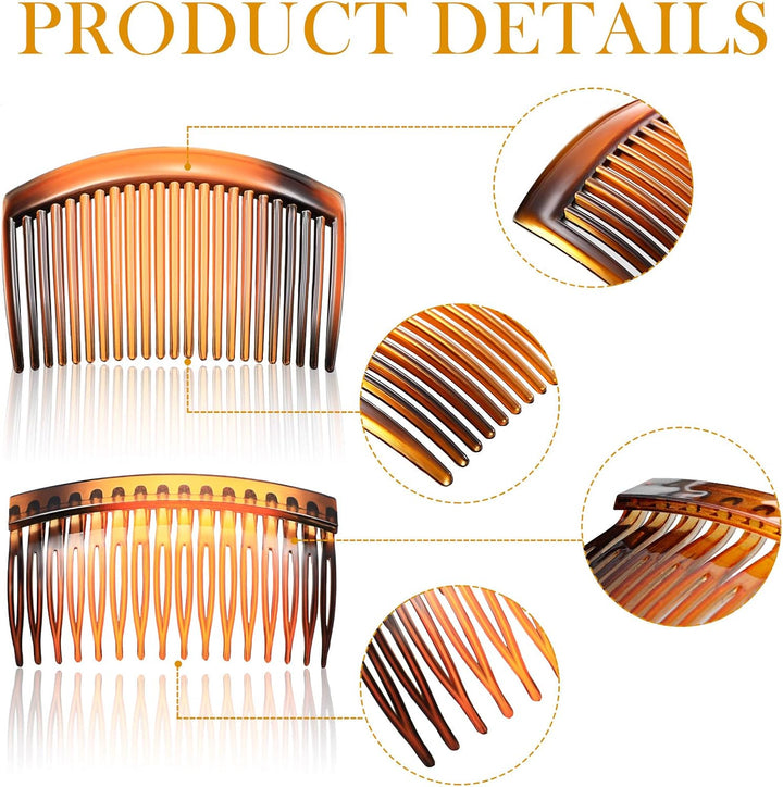 12 Pieces Women French Side Combs, Plastic Hair Combs Slides Twist Decorative for Girls Strong Hold Hair Clips Accessories for Bridal Wedding(16 and 23 Teeth)
