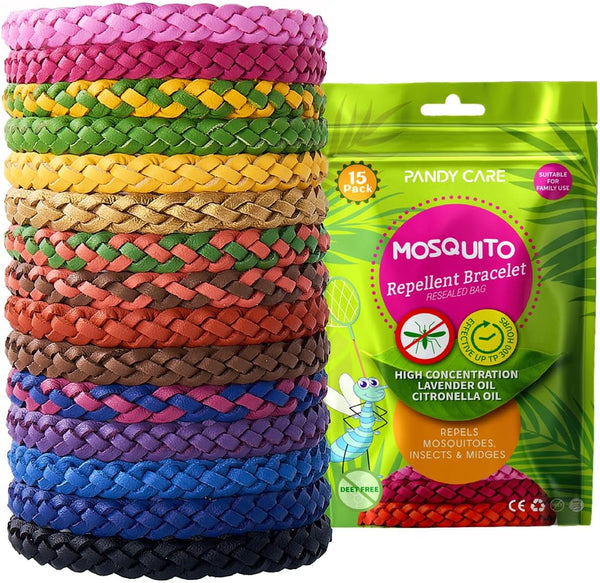 Mosquito Repellent Bracelet 15 Pack,  Mosquito Bands for Adults, Kids & Babies - Premium Quality, Deet-Free Natural Wristbands, Protection Insects up to 300 Hours
