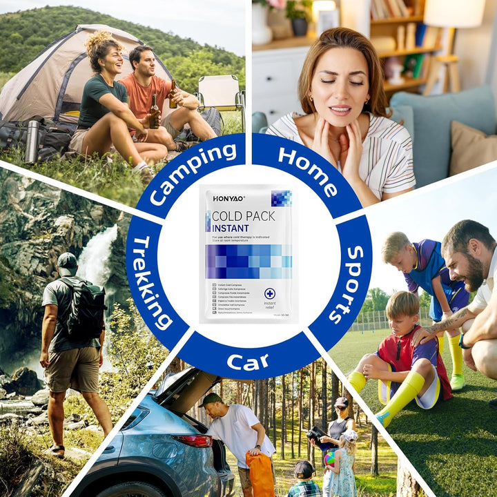 Instant Ice Pack, 9 Packs Disposable Instant Cold Packs, Ice Packs for Sports Injuries, Cold Compress for Pain Relief, Swelling, Inflammation, Sprains, Toothache, Athletes & Outdoor Activities