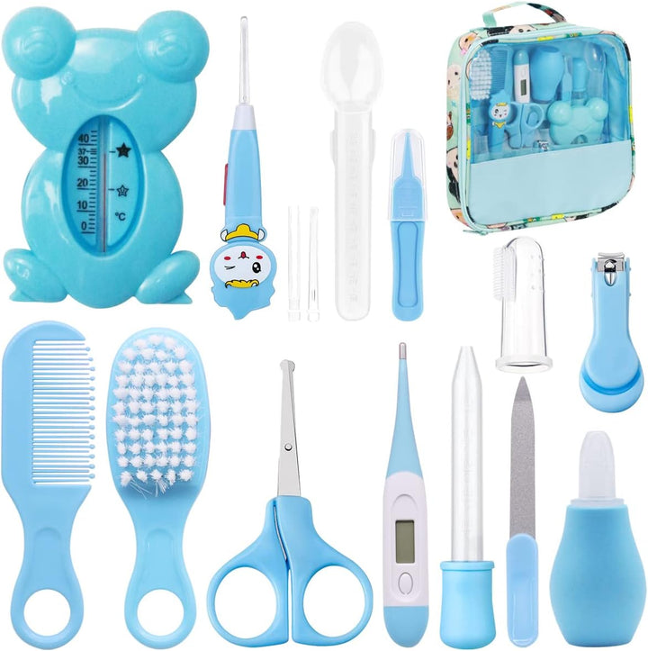 8Pcs Baby Grooming Kit, Newborn Baby Care Accessories with Zipper Box, Baby Hair Nail Thermometer Care Set, Baby Healthcare Set for Newborn Infant, Toddler Girls & Boys (Pink)