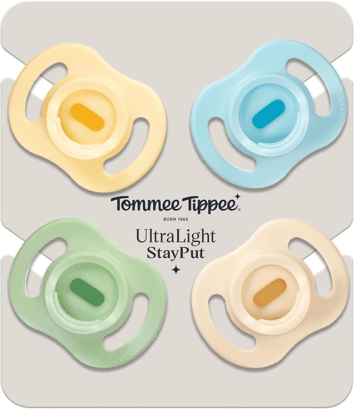 Ultra-Light Stayput Dummy, 0-6M, 4-Pack, One-Piece Silicone Soother
