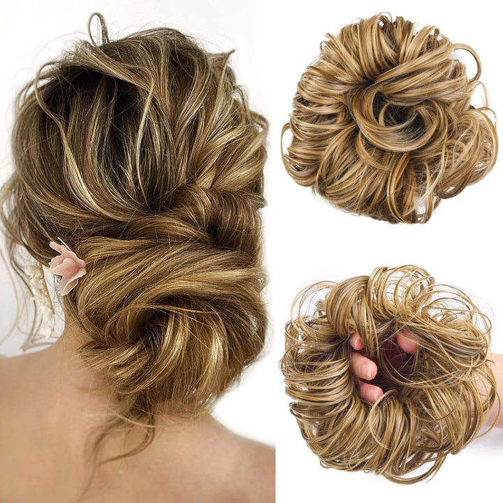 Messy Bun Hair Piece for Women,Curly Wavy Hair Scrunchies Bun Extensions Hairpieces,Synthetic Hair Chignons Accessories Updo for Girls(18/22#,35G)