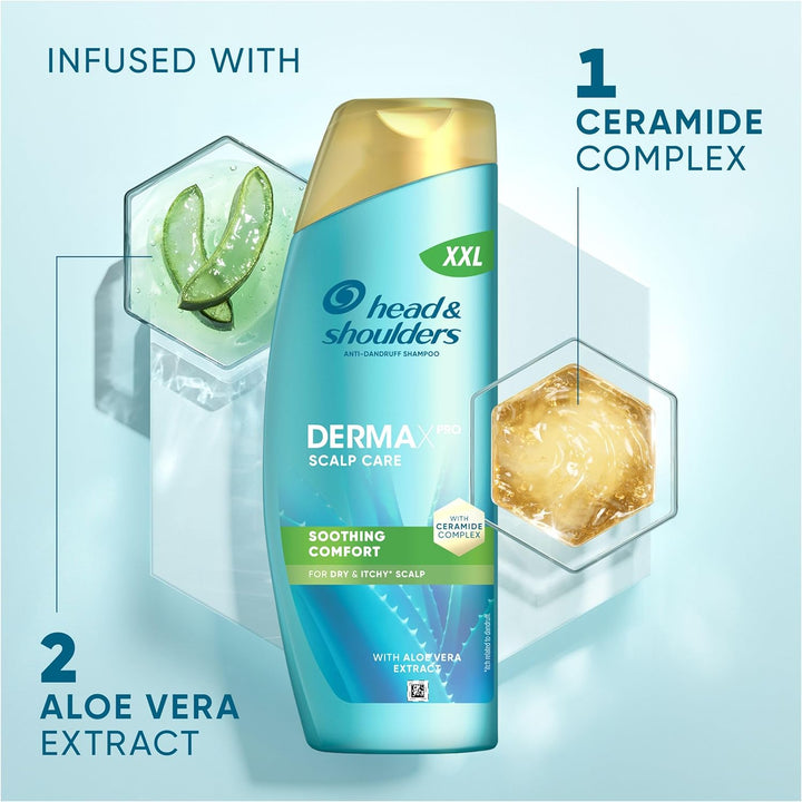 Dermaxpro Soothing Comfort anti Dandruff Shampoo 500Ml with Aloe Vera Extract and Ceramide Complex. Soothes Dry, Itchy Scalp and Helps Reinforce the Skin Barrier