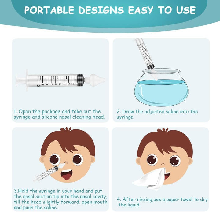 Nasal Aspirator, 4Pcs Baby Nasal Aspirator, Nose Cleaner Nasal Irrigator for Newborns Toddlers, Safe Nose Cleaner with Cleanable & Reusable Silicone Nasal Suction Tip