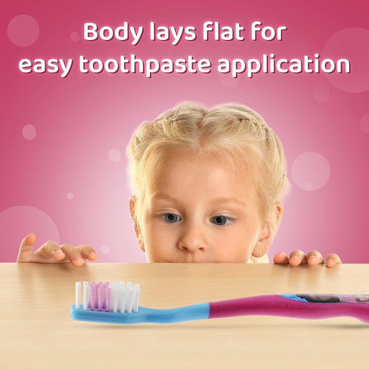 Barbie Little Teeth Toothbrush for Kids with Protection Cap, Soft Rounded Bristles, Comfortable Handle Grip and Suction Cup for Upright Storage for Children Ages 3+