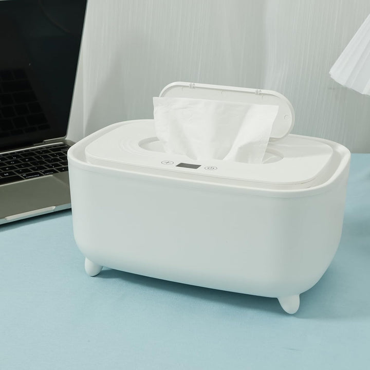 Uk Wipe Warmer Large Capacity Baby Wipe Warmer Intelligent Adjustable Temperature Infant Wipes Heater Top Heating Bottom Moisturizing Wipe Warmer for Babies Infants .(White)