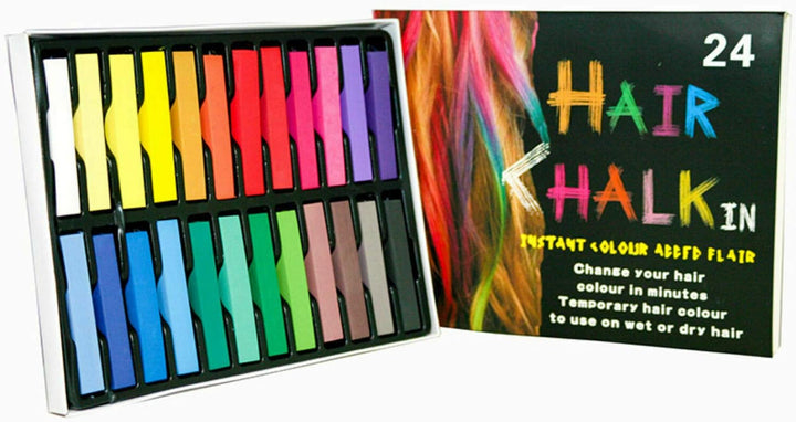 Hair Chalk, 24 Colors Set Non-Toxic Temporary Hair Color Chalk Dye Soft Pastels for Women and Girls Hair