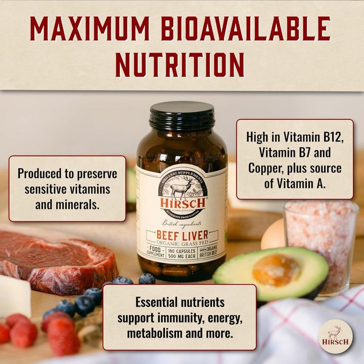 Organic UK Grass Fed Beef Liver Supplement - Soil Association Certified 100% Organic and Glyphosate Free & Vitamin & Mineral 3Rd Party Tested