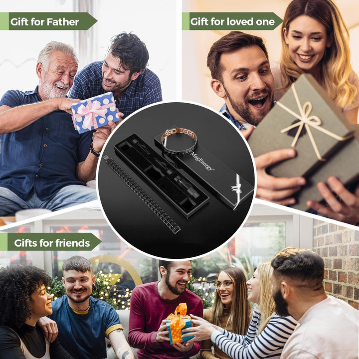 Mens Copper Magnetic Bracelets, 99.9% Pure Copper Bracelet with Double Row Magnets, Adjustable Wristband Brazaletes for Men