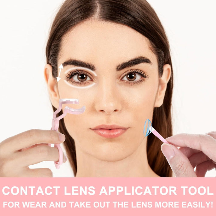 Contact Lens Applicator,Contact Lens Wearing Aids,Contacts Remover Tool for Contacts Insertion Tool Set Includes Tweezers,Len Case and Contactes Len Remover Plunger Suction Cup
