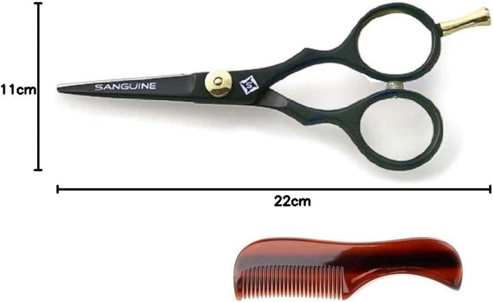 Professional Moustache Scissors, Beard Trimming Scissors, Japanese Convex Mustache Blades - 4.5 Inch - Case, Comb Included