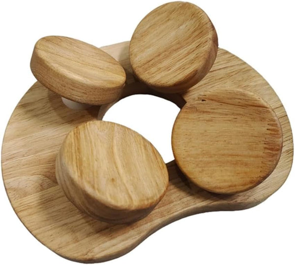 Wooden Sauna Headrest with Rotatable Disc - Ergonomic Head Support Neck Pillow for Sauna, Spa, and Bathroom Relaxation - Natural Solid Wood Nordic Design (23X17Cm)