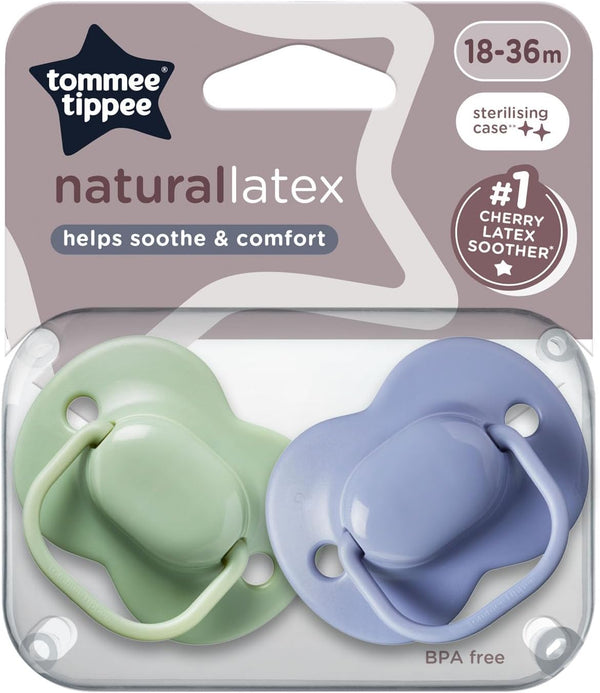 Cherry Latex Dummies, 18-36 Months, Pack of 2 Dummiess with 100% Natural Latex Baglet