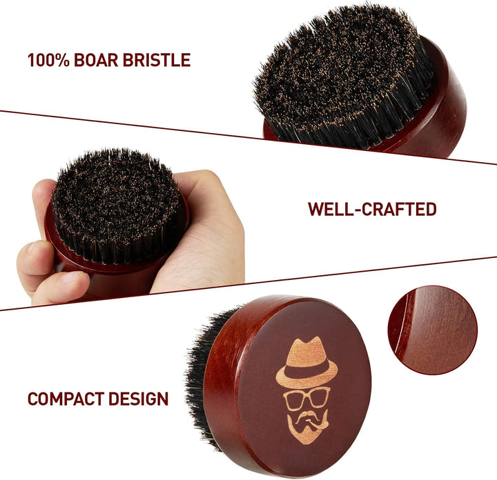 Beard Brush, 100% Boar Bristle Black Walnut Wood Beard Comb Brush for Men to Tame and Soften Your Facial Hair from