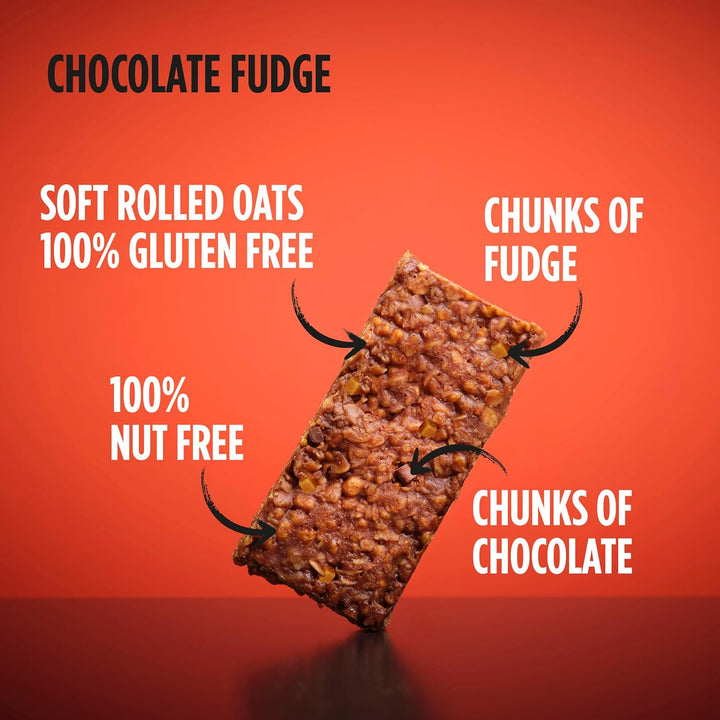 High Protein Nut Free Flapjack- Chocolate Fudge 55G - Healthy Snack Bars - Gym, Running, Cycling - Pure Protein Made in the UK - Pack of 12 Bars