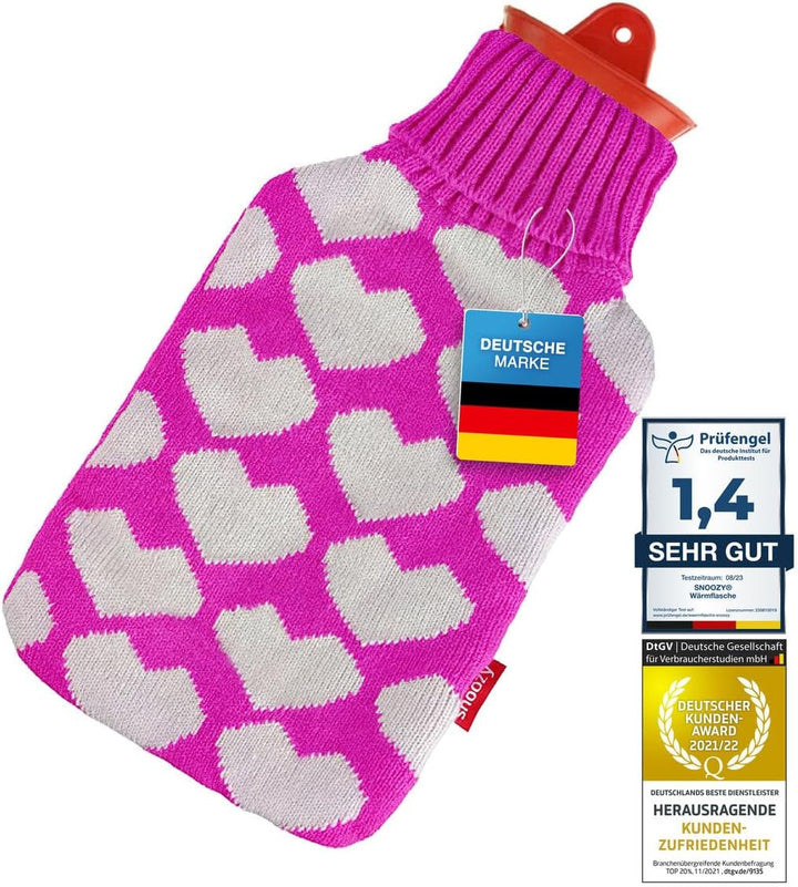 ® Hot Water Bottle with Soft and Cuddly Cover XXL with 2 Litre Volume for Long-Lasting Warmth; 100% Natural Rubber. (Without Cover)